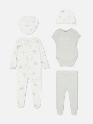 Ensemble pour nouveau-né 5-pièces à motif mouton   