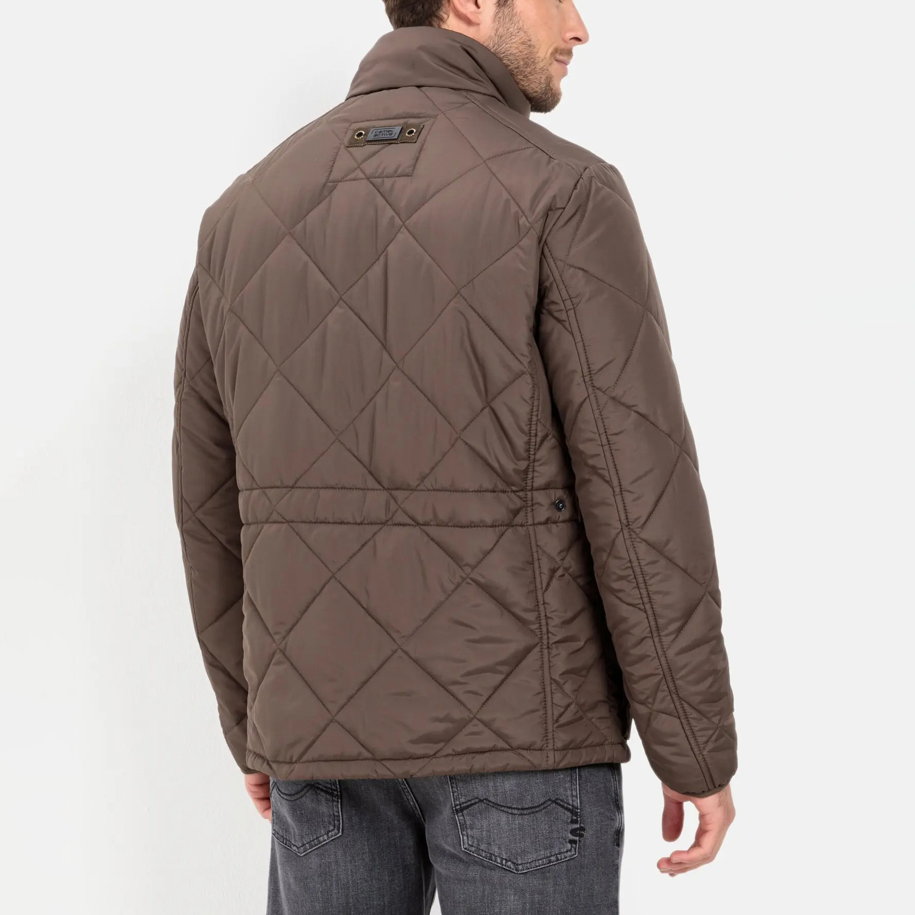 VESTE CAMEL ACTIVE FONCTIONNELLE AVEC MATELASSAGE EN LOSANGES POUR HOMME - MARRON