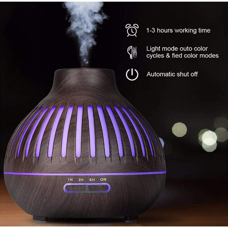 Diffuseur d'Huiles Essentielles USB 400ml, humidificateur Ultrasonique, 7 Couleurs LED