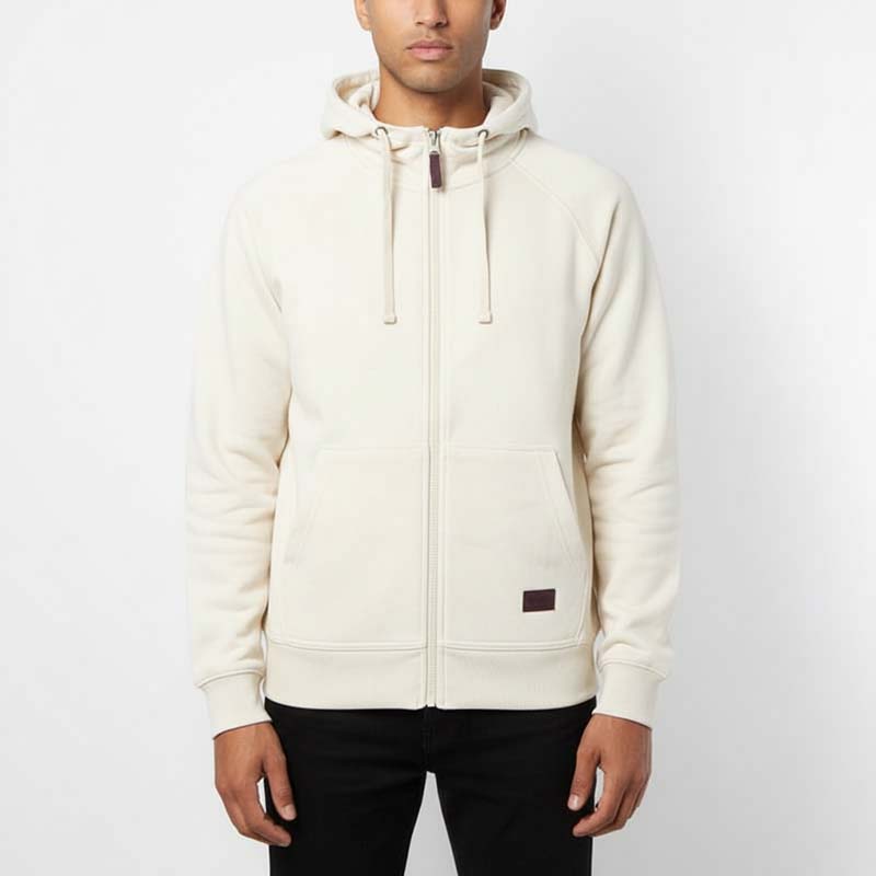 Sweat à capuche zippé homme BLANC CASSÉ