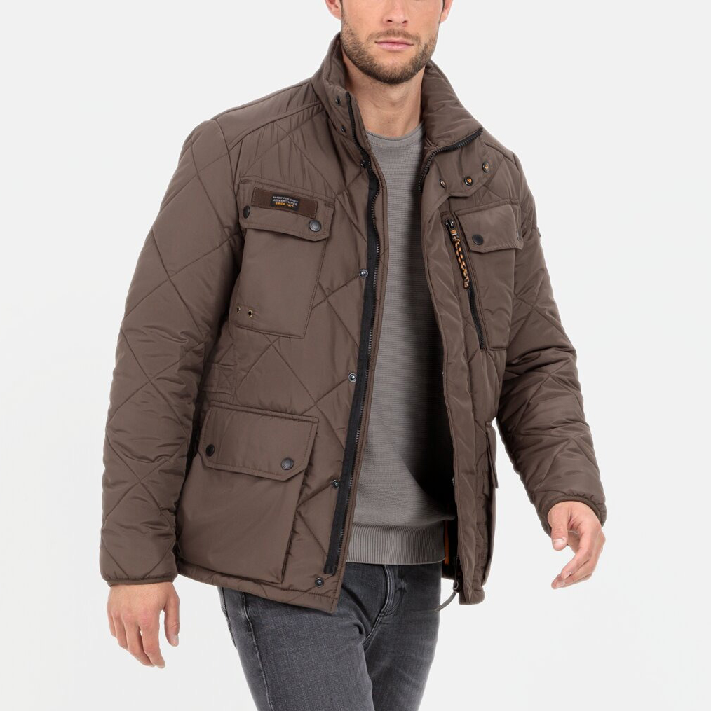 VESTE CAMEL ACTIVE FONCTIONNELLE AVEC MATELASSAGE EN LOSANGES POUR HOMME - MARRON