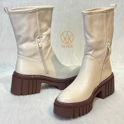 Bottes à talon haut - Beige/Marron