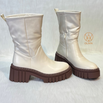 Bottes à talon haut - Beige/Marron