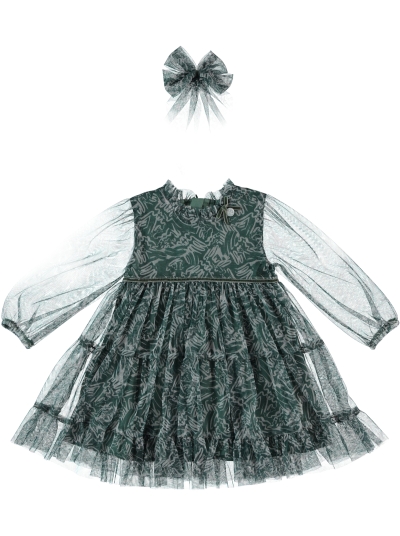 ROBE VERTE AVEC BARRETTE 