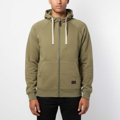Sweat à capuche zippé homme VERT KHAKI