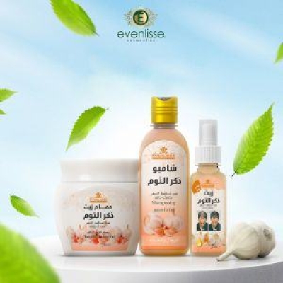 EVENLISSE Pack x3 Shampoing Masque Huile Anti Chute À L’Huile D’Ail Mâle - Tous Types De Cheveux