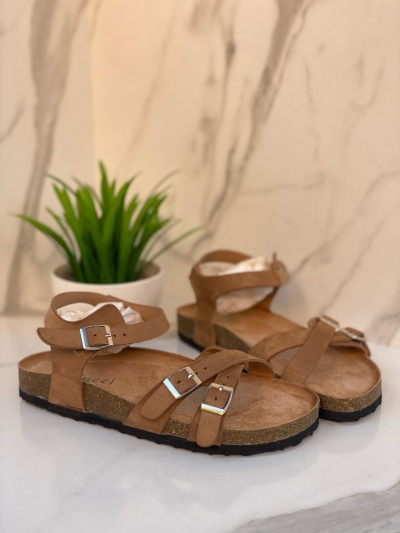 Sandales Beige Naturel à Semelle Confort et Brides Ajustables