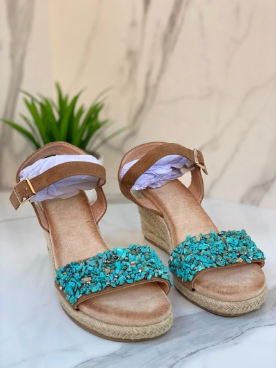 Sandales compensées artisanales – Éclat Naturel