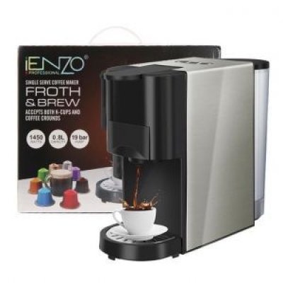 ENZO PROFESSIONAL SINGLE SERVE COFFEE MAKER FROTH AND BREW