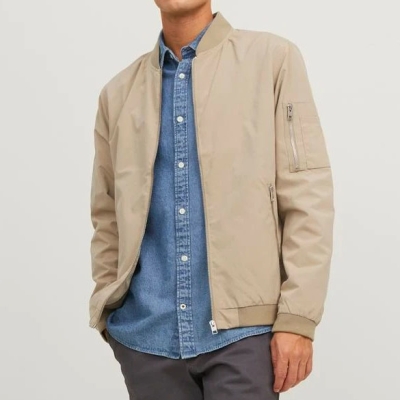 JACK & JONES BLOUSON AVIATEUR POUR HOMME - BEIGE