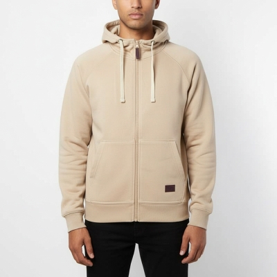 Sweat à capuche zippé homme BEIGE