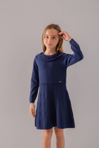 ROBE EN TRICOT DE COTON BIOLOGIQUE BLEU MARINE