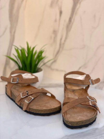 Sandales Beige Naturel à Semelle Confort et Brides Ajustables